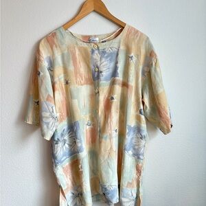 Vintage Classics Abstract Floral Viscose Blouse Size L